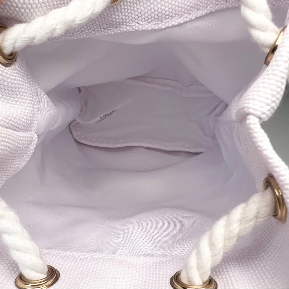 Dior White Canvas Drawstring Cosmetic Pouch with Gold Logo - Picture 4 of 6